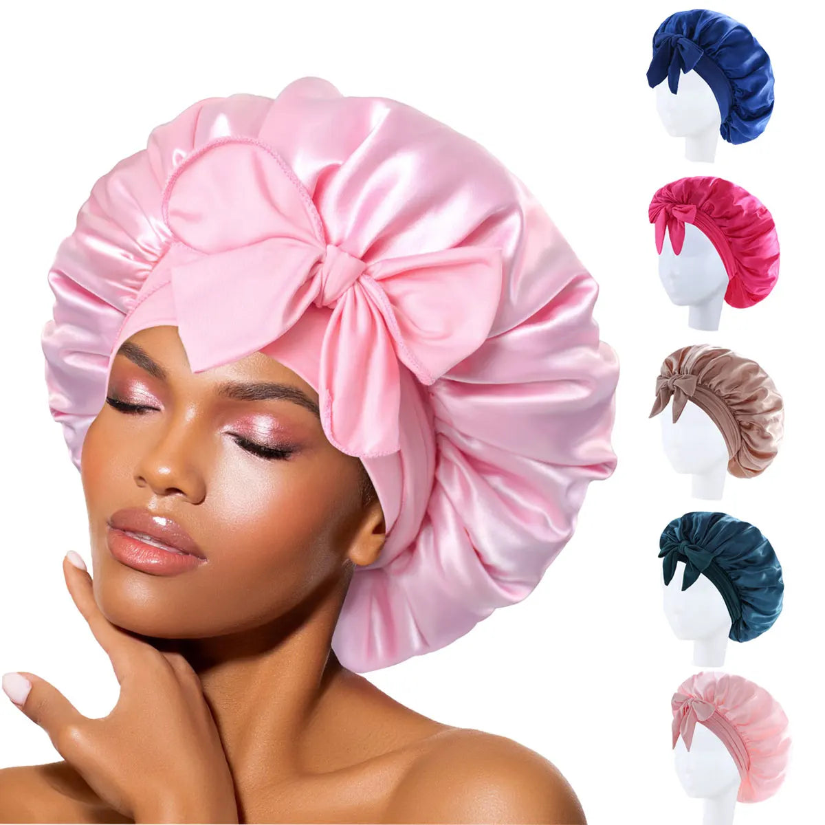 Satin Bonnet with tie Band